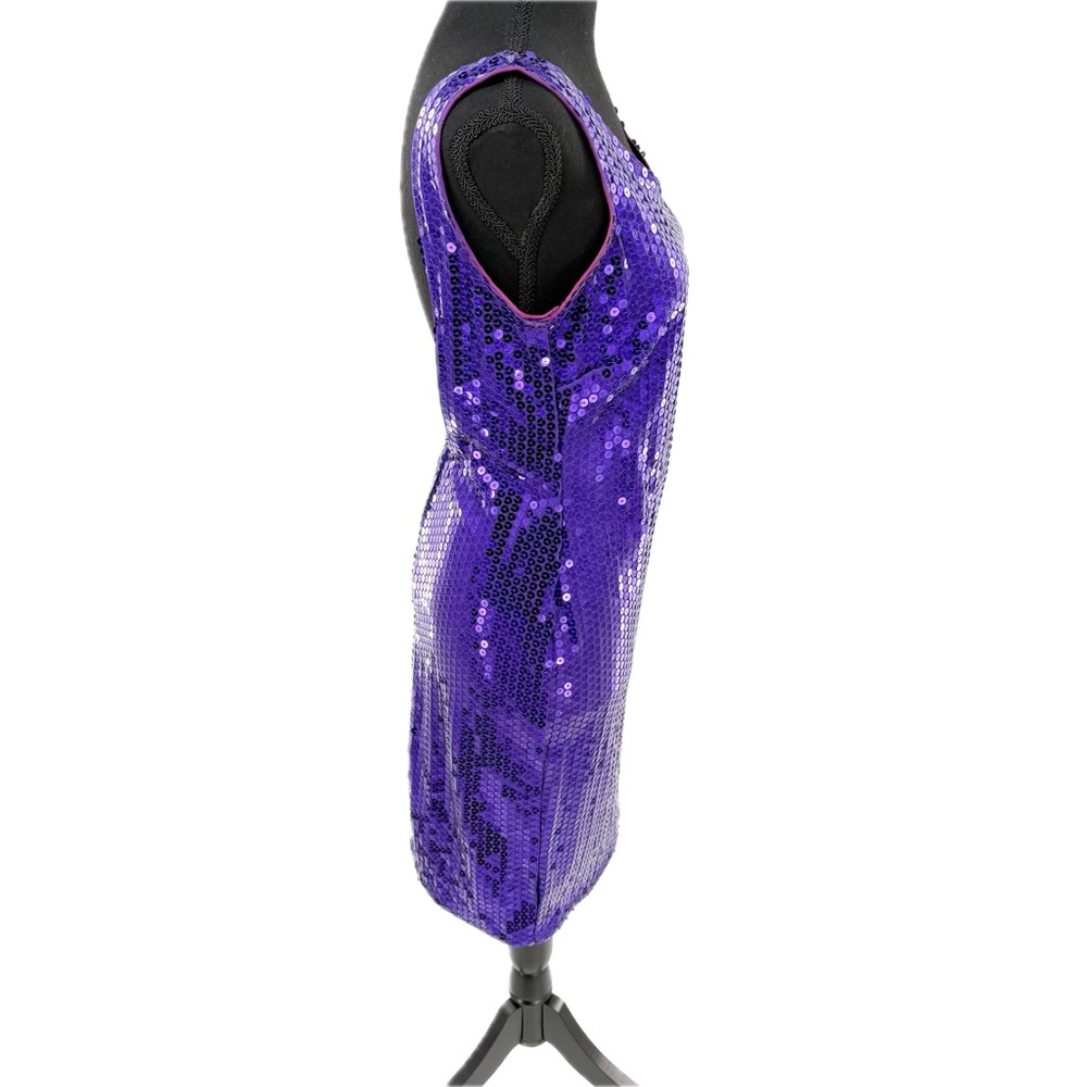 GlenRob Purple Sequined Sheath Dress Bodycon Low-Cut Back Size 7/8 Vintage 90’s - Picture 10 of 17